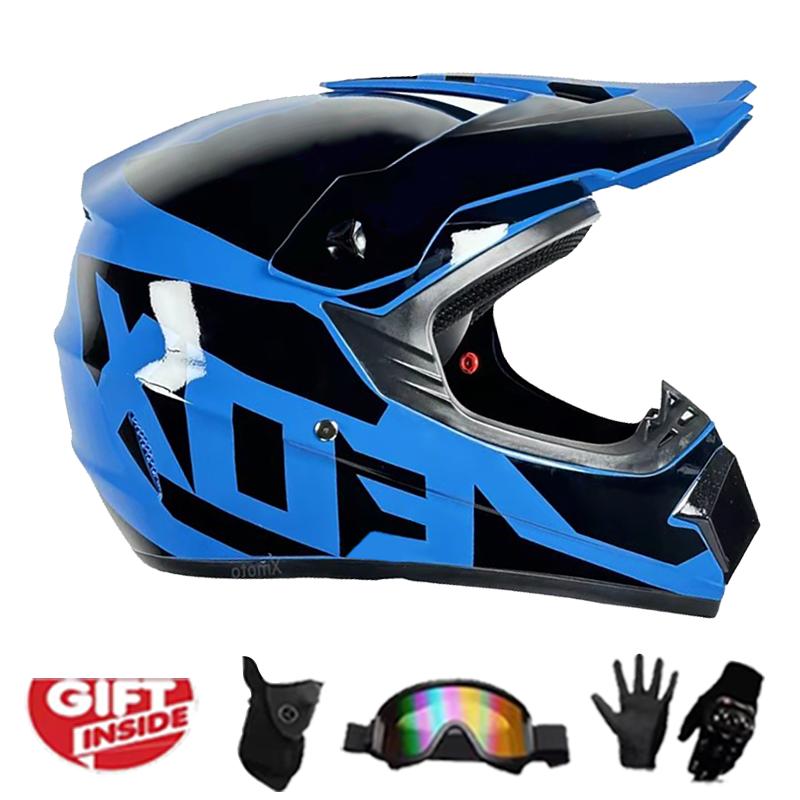 Full Face Motocross Helmet Kit Dot/Ece - For Adults & Youth - Comes With Mx Goggles & Gloves