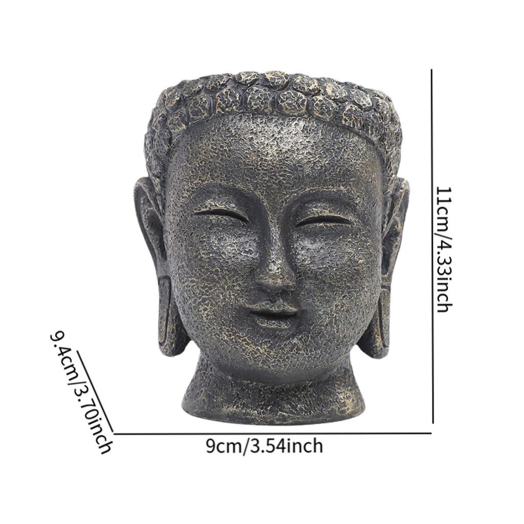 Buddha Head Resin Planter Modern Decorative Flowerpot Statue for Home Office Desktop Garden