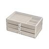 Jewelry Storage Box with 3 Layers Large Capacity Rounded Corners Velvet Interior Earrings Rings Organizer Storage Case