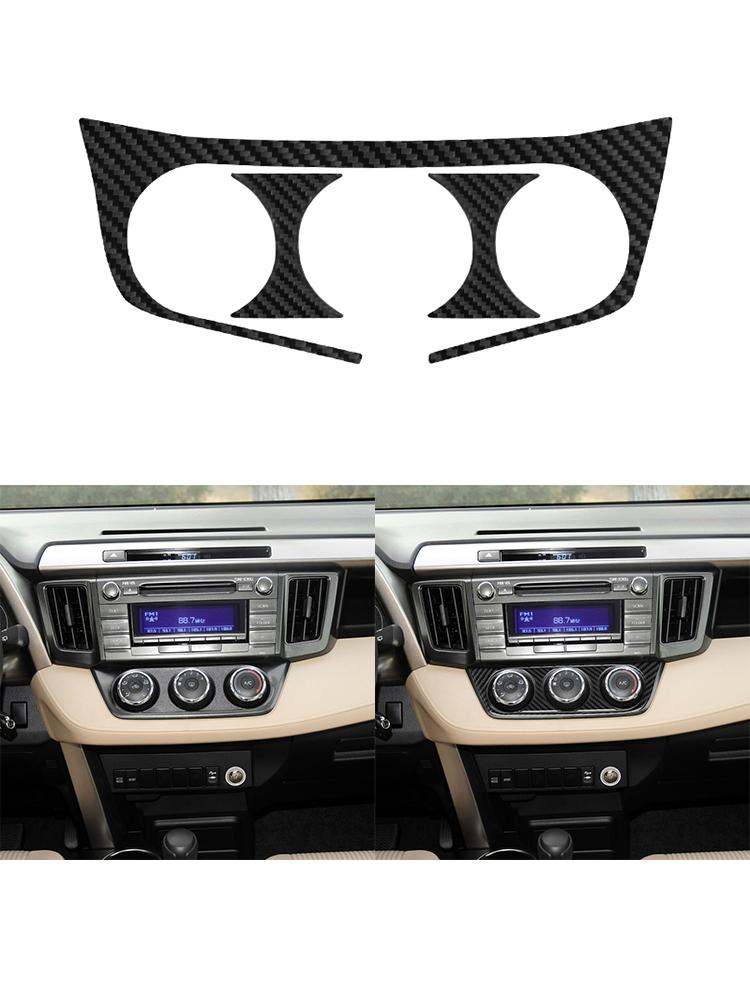 Black For Toyota RAV4 2013-2015 Car Interior Button Panel Decoration Protection Carbon Fiber Sticker Auto Styling Accessories