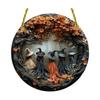 Elegant Wooden Halloween Porch Sign Wood Witch Pattern Seasonal Door Decoration Plaque For Outdoor Indoor Holiday Party