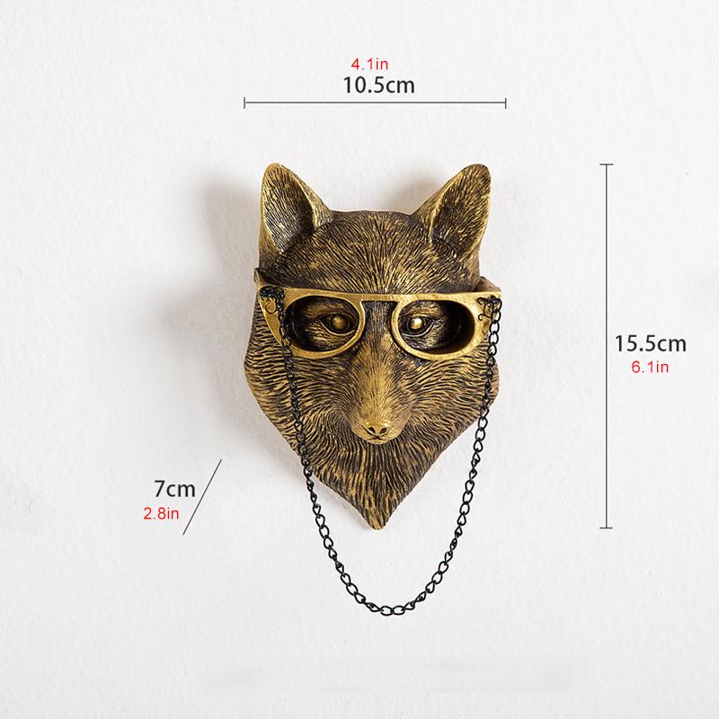 3D Animal Head Wall Mounted Resin Decor Ornament Hanging Sculpture Rabbit Deer Bear
