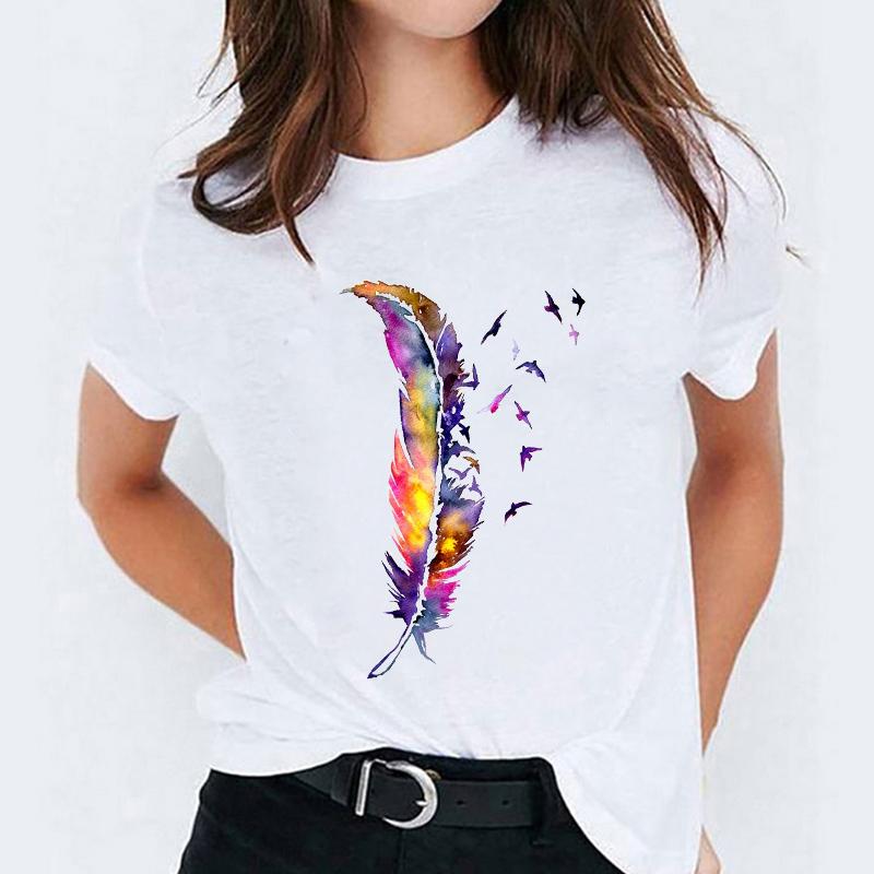 Damen Sommer T-Shirt Trend Print Retro Mode Kurzarm T-Shirts Lässig Bedruckte Oberteile