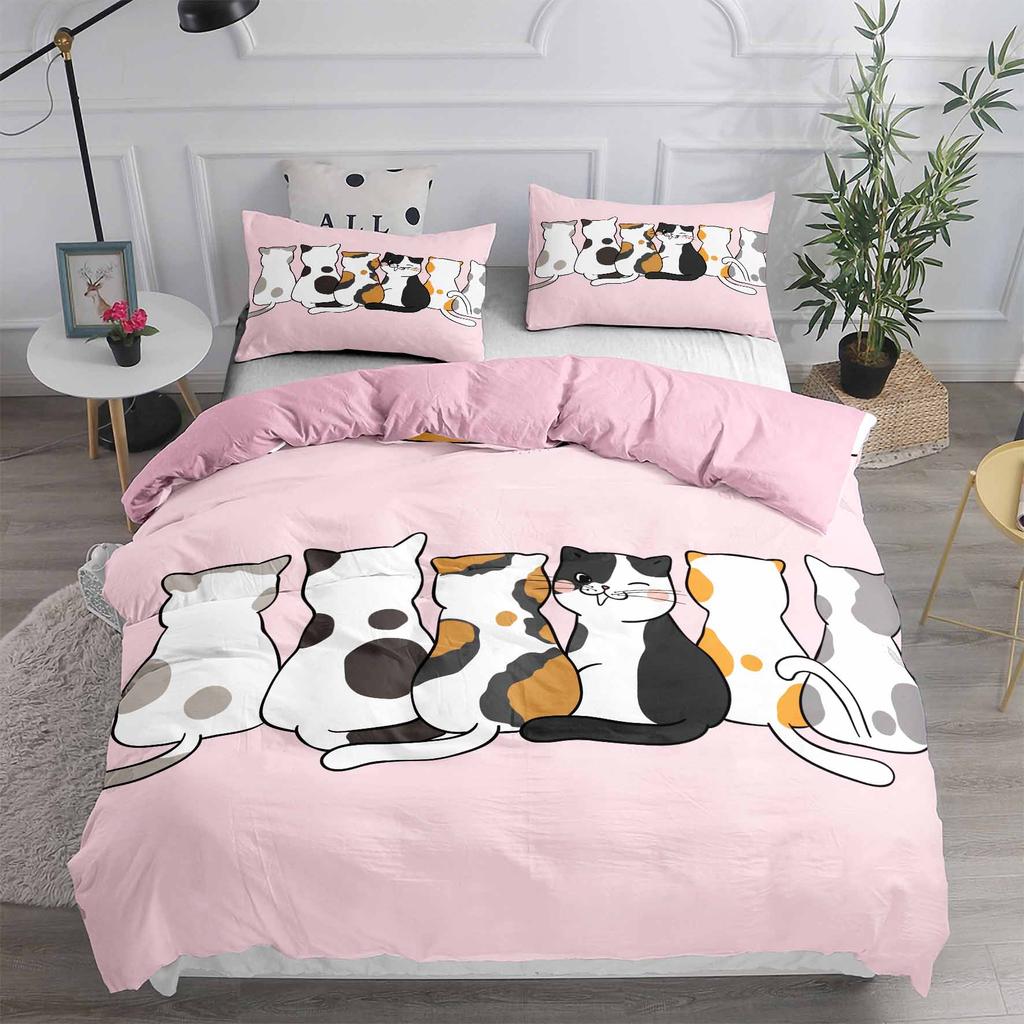 Cartoon Cat Bedding Set Adults Winter Duvet Cover Sets Kids,twin Full Queen King Bedroom Set Home Textile Housse De Couette