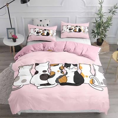 Cartoon Katze Bettwäscheset Erwachsene Winter Bettbezugsets Kinder, Einzelbett Doppelbett Queen-Size King-Size Schlafzimmerset Heimtextilien Housse De Couette