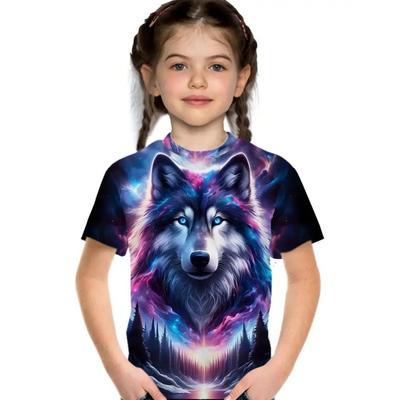 Kinder T-Shirts Kinder Locker, Bequem, Atmungsaktiv, Niedlich Lässiges Tiermuster Mädchen Pullover Kurzarm T-Shirt