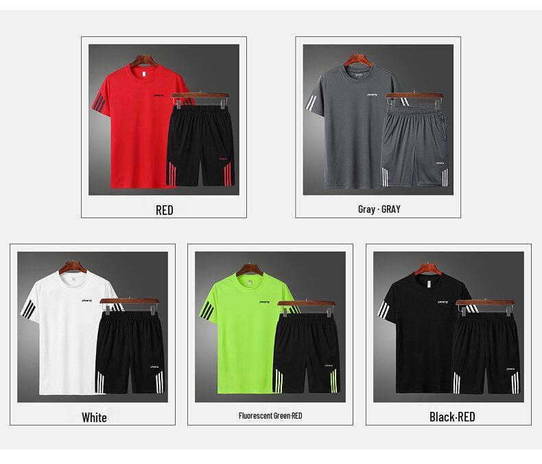 Men's Quick-Dry Summer Sports Set: Breathable Short Sleeve T-Shirt & Five-Point Shorts for Running
