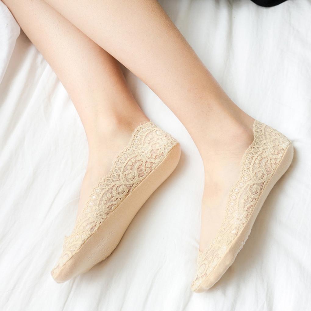 10 Pairs of Women's Lace Full Silicone Cotton Socks