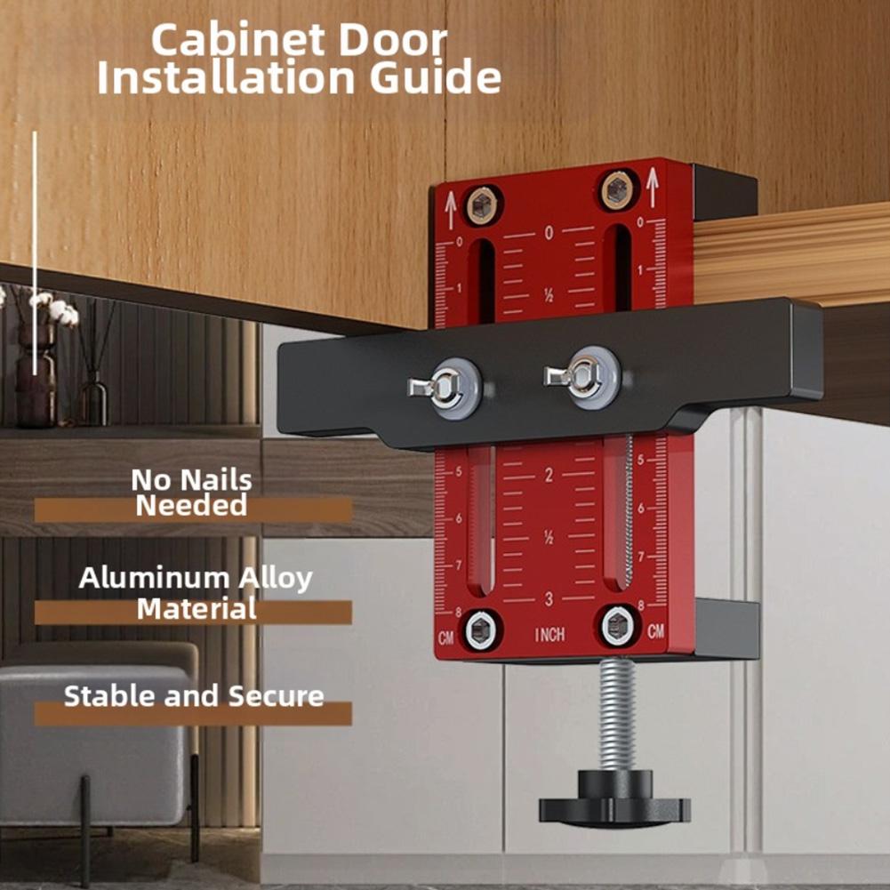 Cabinet Door Positioning Device Aluminum Alloy Clamp for Precise Installation with Adjustable Height for Boards 10 To 60 Mm