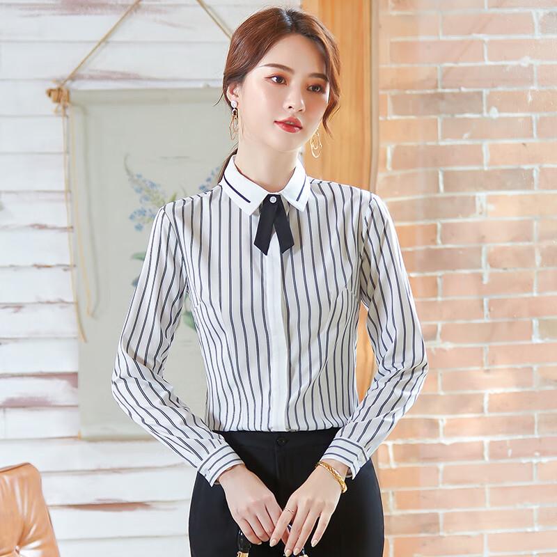 Troyman Women s Striped Long-Sleeve Formal Shirt Various Sizes