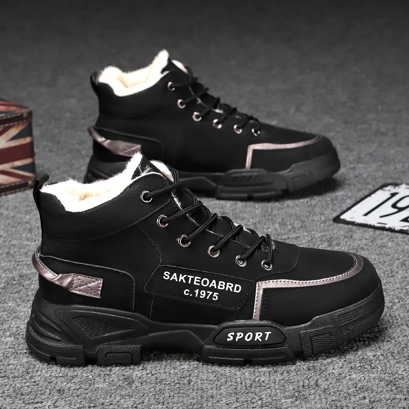 Winter new men's shoes fleece thickened casual Martin boots outdoor sports boots