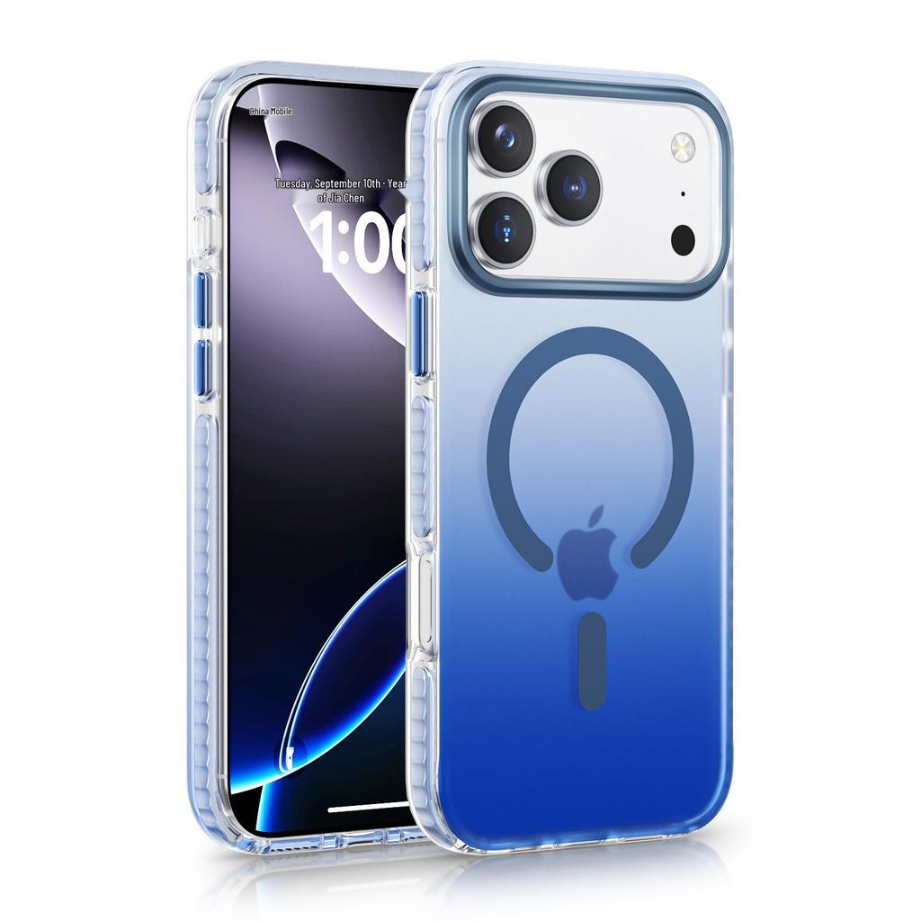 IPhone 17 Pro Max Blaulichtverlauf Magnetische Schutzhülle mit Zweifarbiger Airbag Sturzsicherer Design