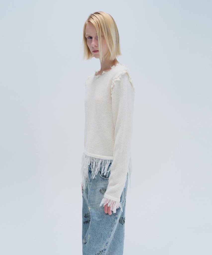 Daiaegeuneol Fringe Damage Knit (Ivory)
