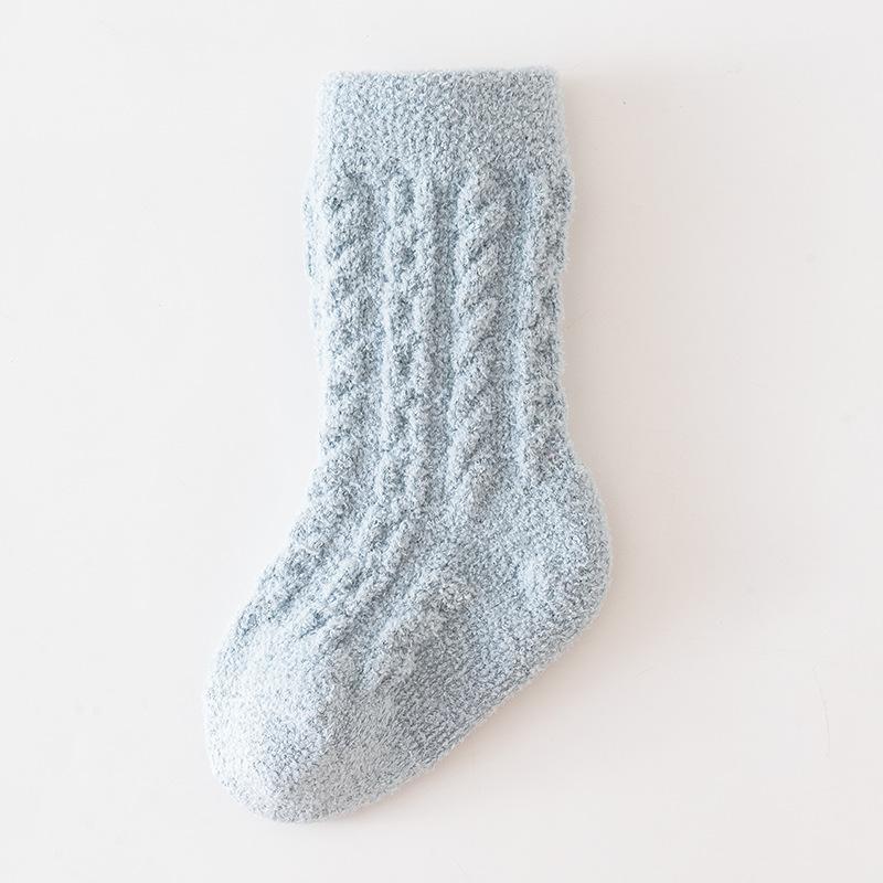 

Детские плюшевые носки 0-3 года, толстые, из кораллового вельвета, вязаные кручением, однотонные, детские теплые вельветовые носки средней длины, осень и зима XS for 0-6M