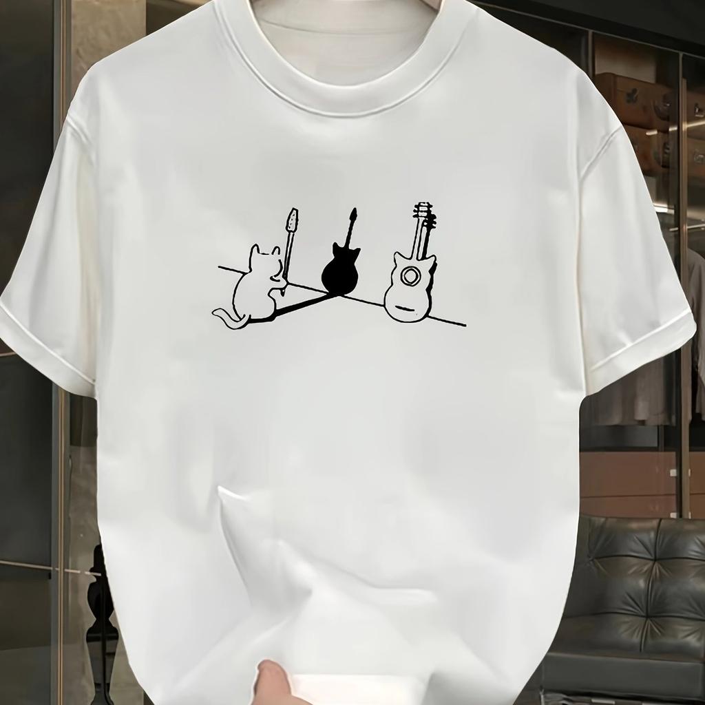 Herren Sommer 100% Baumwolle Modisch Lässig Sportlich Locker Trendige Marke Muster Bedruckt Rundhals Kurzarm T-Shirt Top