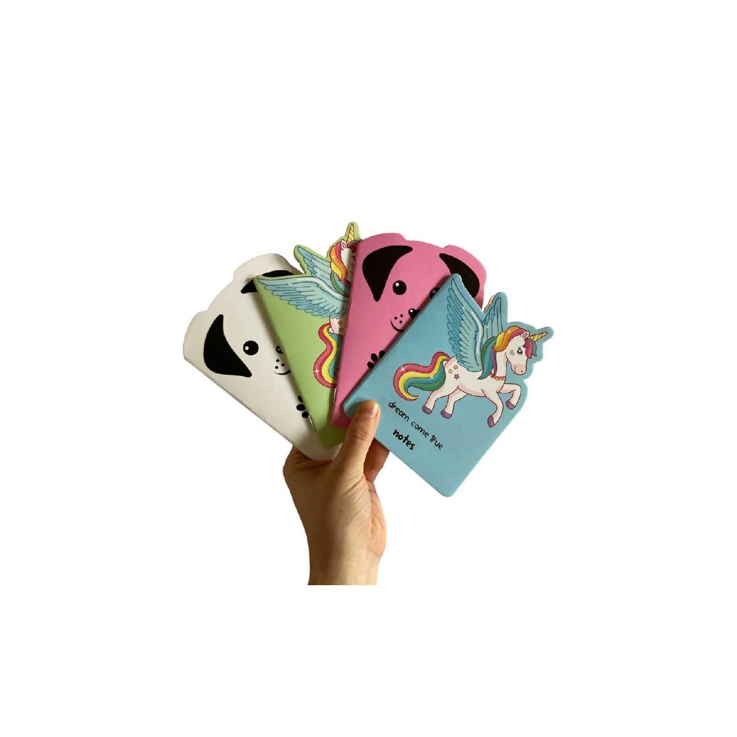 

Set Of 4 Notebooks With Cute Dog And Unicorn Figures чистый
