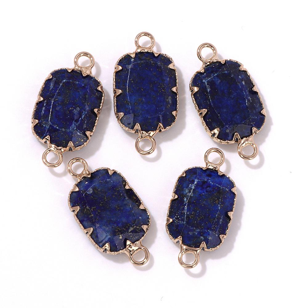 2pcs Natural Stone Pendant Quartz Lapis Chalcedony Amethysts Tiger Eye Stone Connector Charm For Making Necklace Bracelet