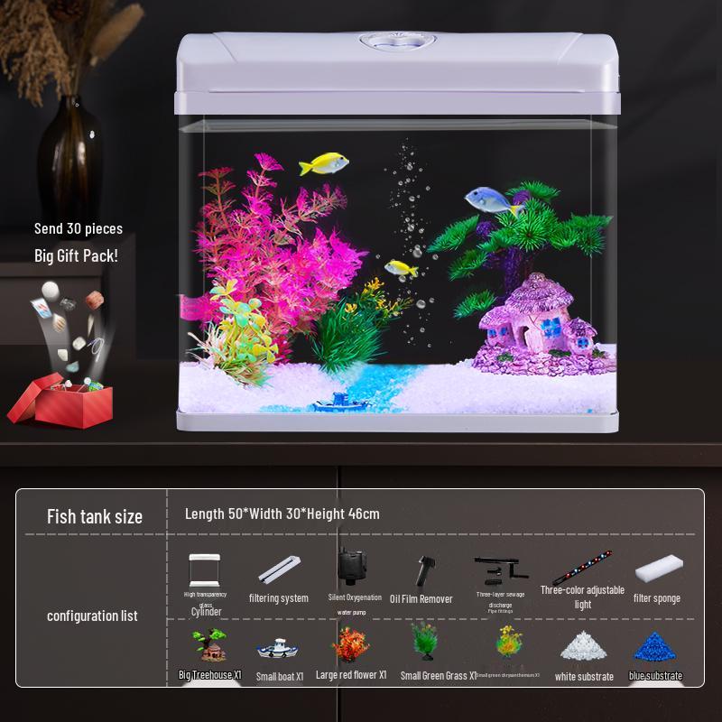 Filtru Acvariu de Sticlă All-in-One și Oxigenator - Acvariu Mic de Birou Eco-Friendly 2025.