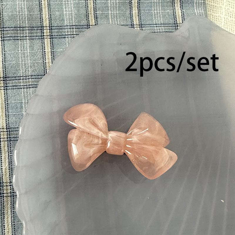 2 Stück/Set Niedliche Neue Schleifen Haarspange Acryl Seitenstift Einfarbig Haarspangen Damen Haaraccessoires