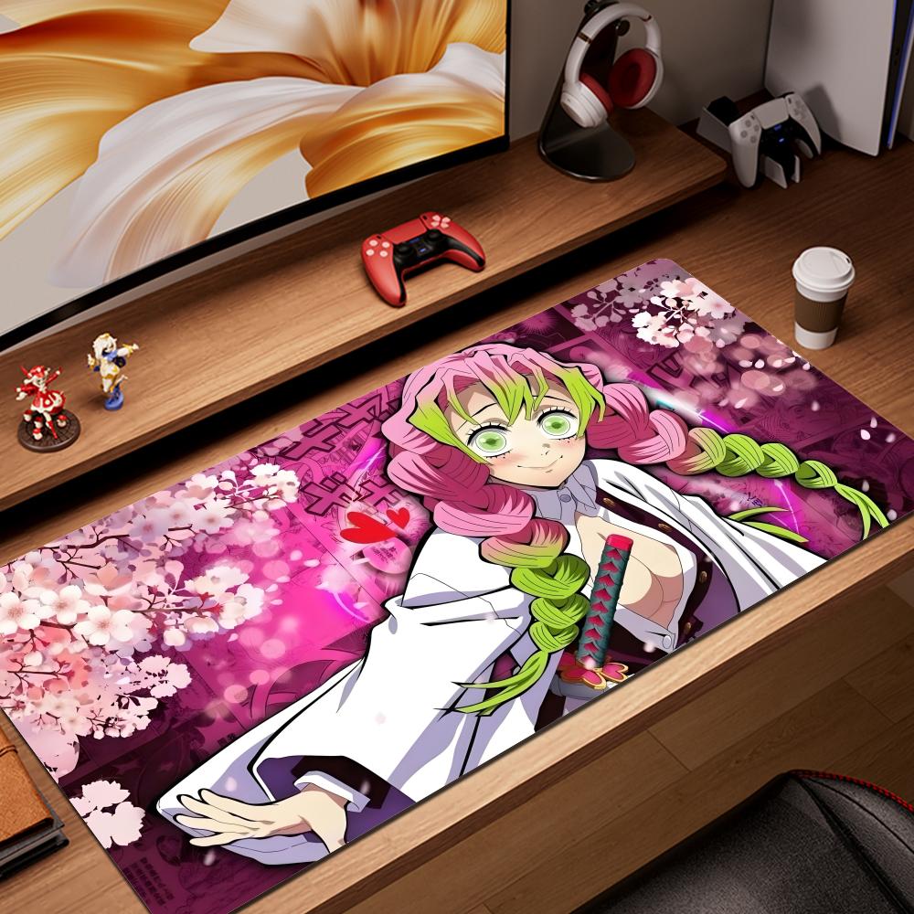 Demon Slayer Kimetsu Kanroji Mitsuri Mousepad Computer Office Game Table Mats XXL Rubber Antislip Gaming Keyboard Long Desk