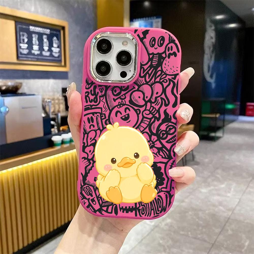 Phone Case: 2D Flat Design Suitable for iPhone 18 17 16 15 14 13 Pro Protective Case, Couple Style, Little Yellow Duck, Christmas and Halloween Gifts