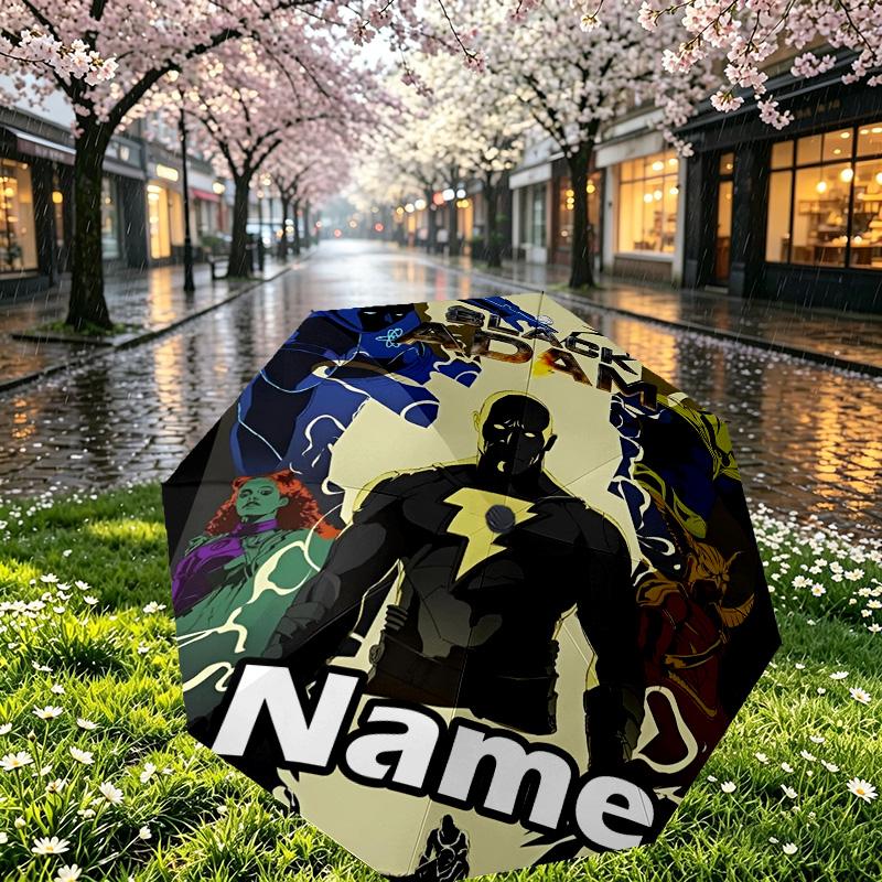Custom Name Personalized Superhero Movies Print Umbrella, Auto Open Close, 8‑Rib Sturdy Frame, Commute Camping Hiking Use, Birthday Gift