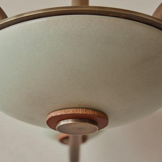 1950er Mid-Century Modern Messing Kronleuchter | Mid Century Holzkugel 3 Arme Italienisch Modern Deckenanhänger | Stilnovo Messing Deckenleuchte