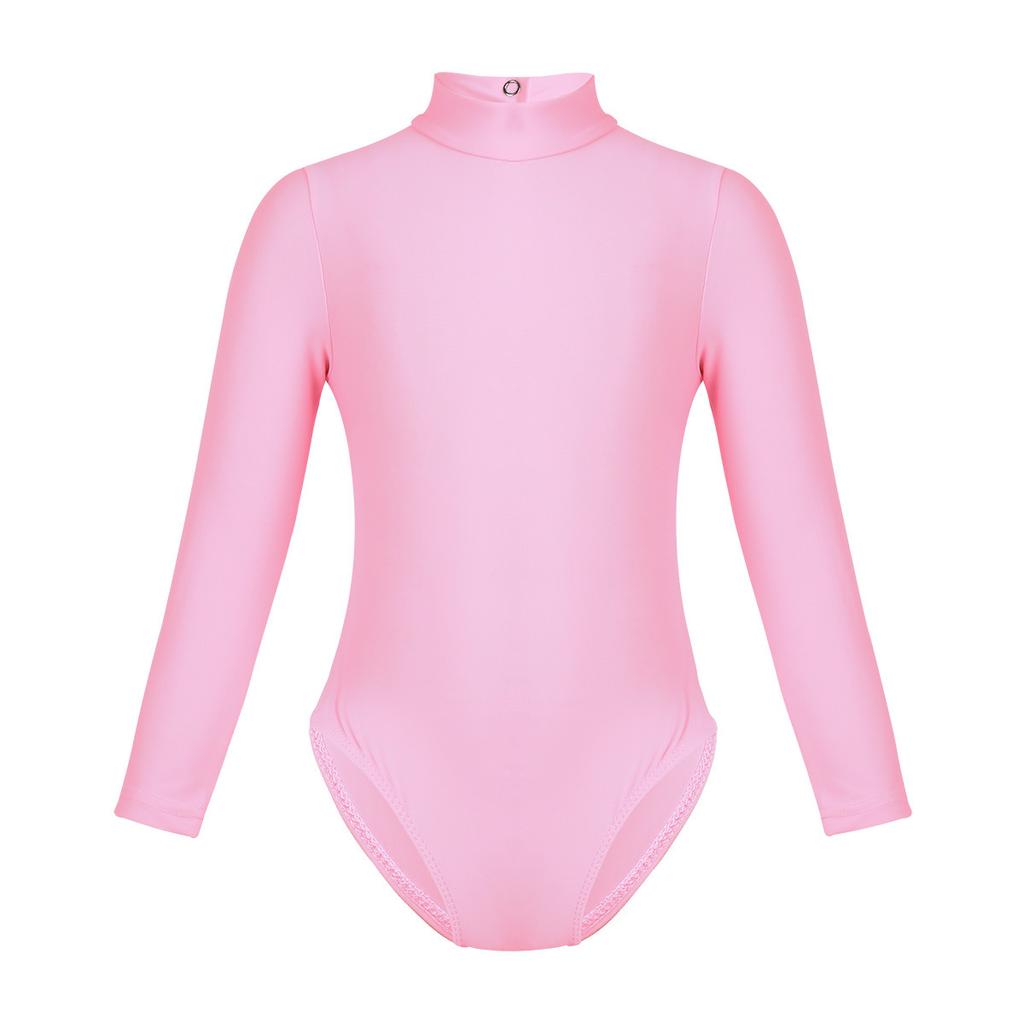 Girls Basic Long Sleeve Ballet Dance Gymnastics Training Leotard Jumpsuit Unitard Tights Dancewear Bodycon Bodysuit
