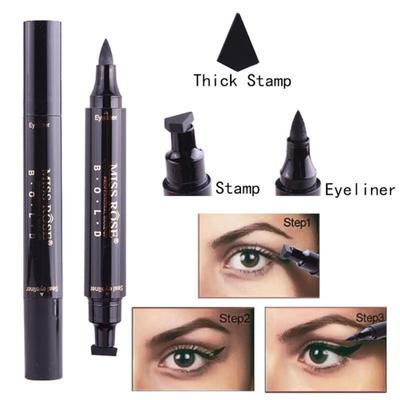 Maquillage de tampon d'eye-liner liquide longue durée à double extrémité sans bavures