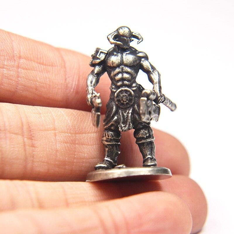 Weißes Kupfer Metall Solider Miniaturen Figur Vintage Starke Männer Krieger Ornament Desktop Dekoration Zubehör Spielzeug Geschenk