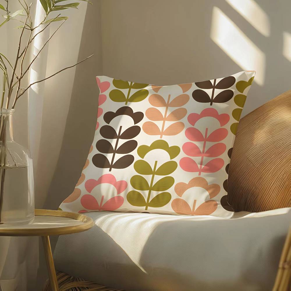 

Retro Style Pattern Orla Kiely Flower Pillow Case Silky elegant Comfort Sofa Bed Invisible zipper Beach pillowcase 12x12Inch