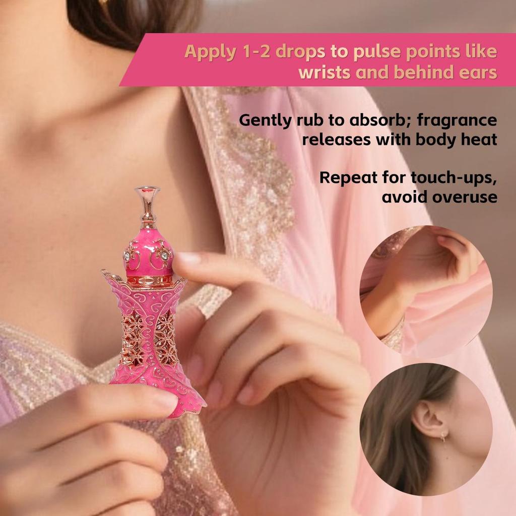 Dubai Bestseller: Pink Fruity Scent Perfume Oil for Ladies - Long Lasting 12 Hours, Slim Waist Design
