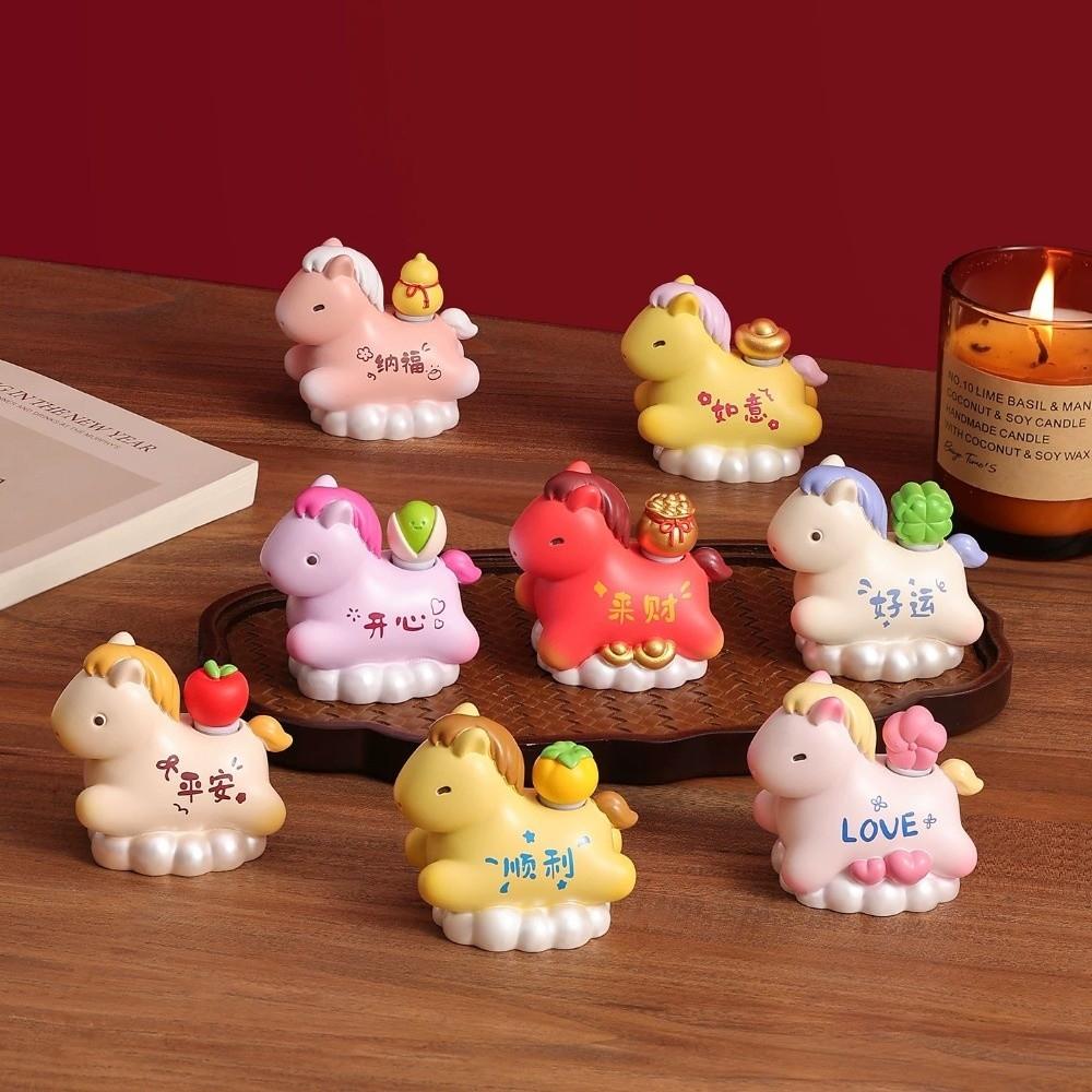 Resin Horse Figurine Chinese Style Horse Mascot Horse Miniature Good Luck Multiclor Zodiac Horse Ornaments Cabinet