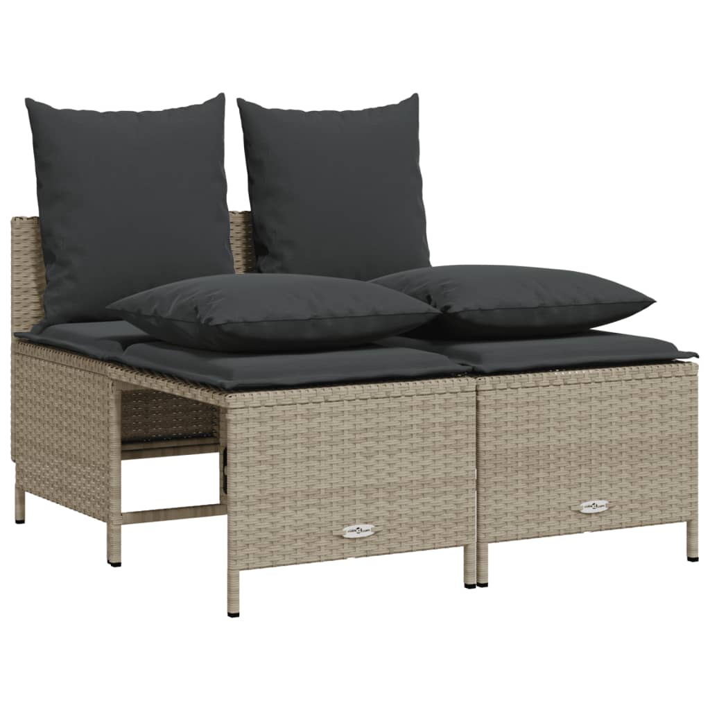 4 Piece Garden Sofa Set with Cushions Light Grey Poly Rattan