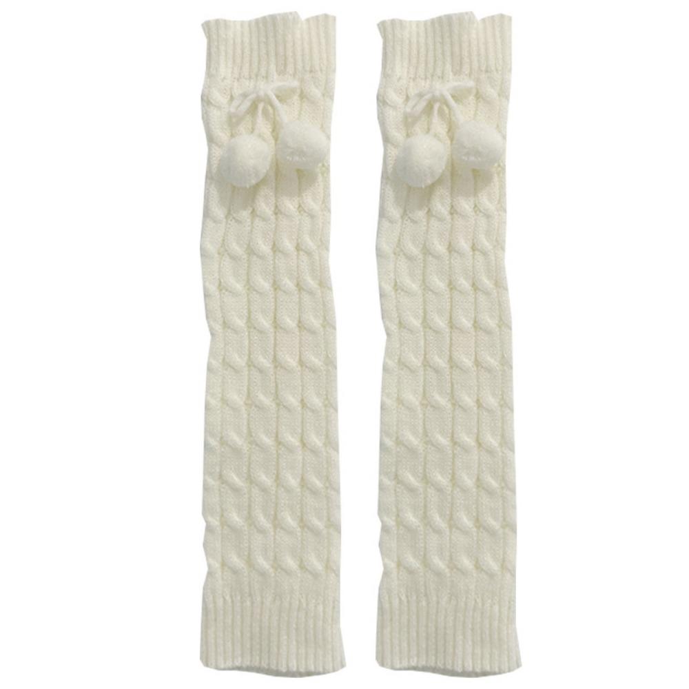 White Hairball Socks Cover Solid Color Stacking Socks Skinny Legs Jk Japanese Leg Cover Korean Version Student Versatile Lolita Autumn and Winter Thic