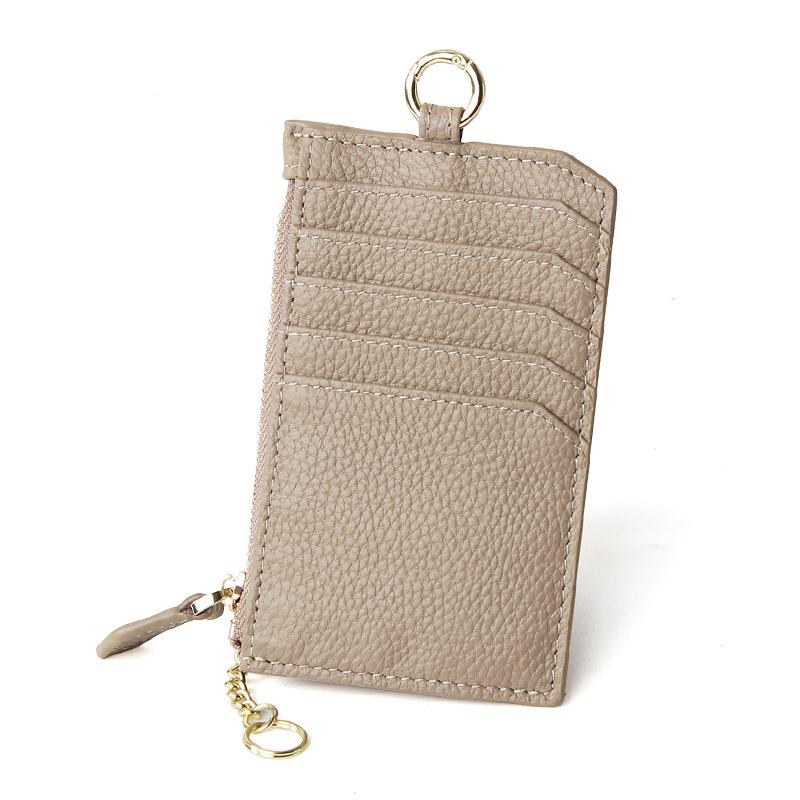 Women's Genuine Leather Card Holder Wallet with Zipper, Multi-Card Slots, Coin Purse, and ID Holder