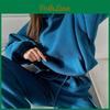 Einfarbig Langarm Damen Kapuzenpullover O-Ausschnitt Pullover Anzug Herbst Winter Locker Oberteil Weite Hosen