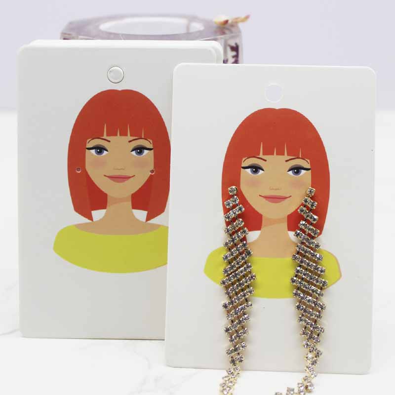 6*9cm 50pc Beauty Head Jewelry Package Card Paper Necklace Earring Display Tag Card Longer Earring Holder Card  Jewelry Package