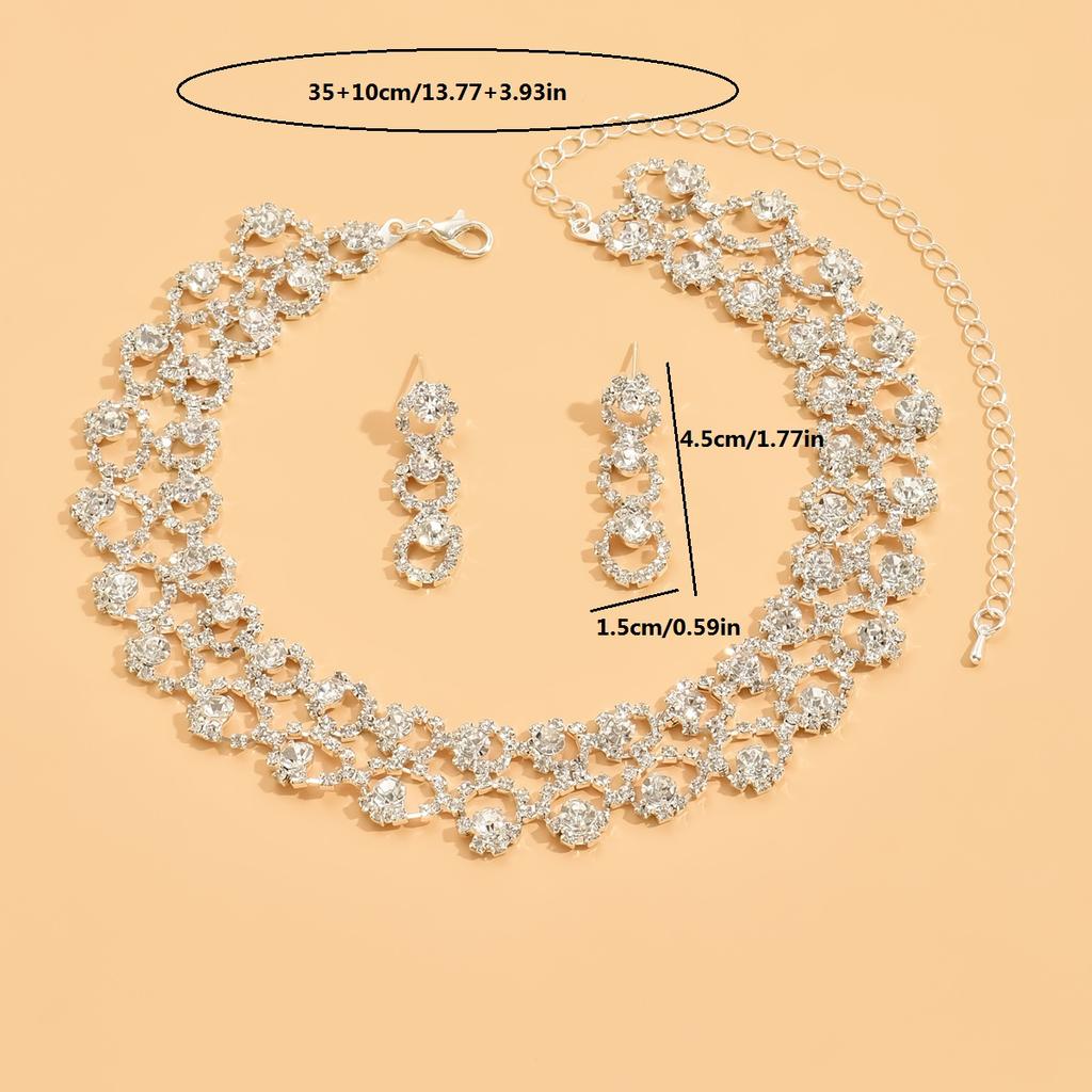 3-teiliges Damen Zirkon Set Strass Ohrringe Halskette Neu Hochzeitsparty Luxus Mode Accessoires