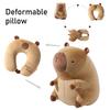 Tragbares Animations-Capybara U-förmiges Plüschkissen 2 in 1 Reise-Nackenstützkissen Niedriges Plüsch-Wurfkissen Arbeitsplatz-Stuhlpolster