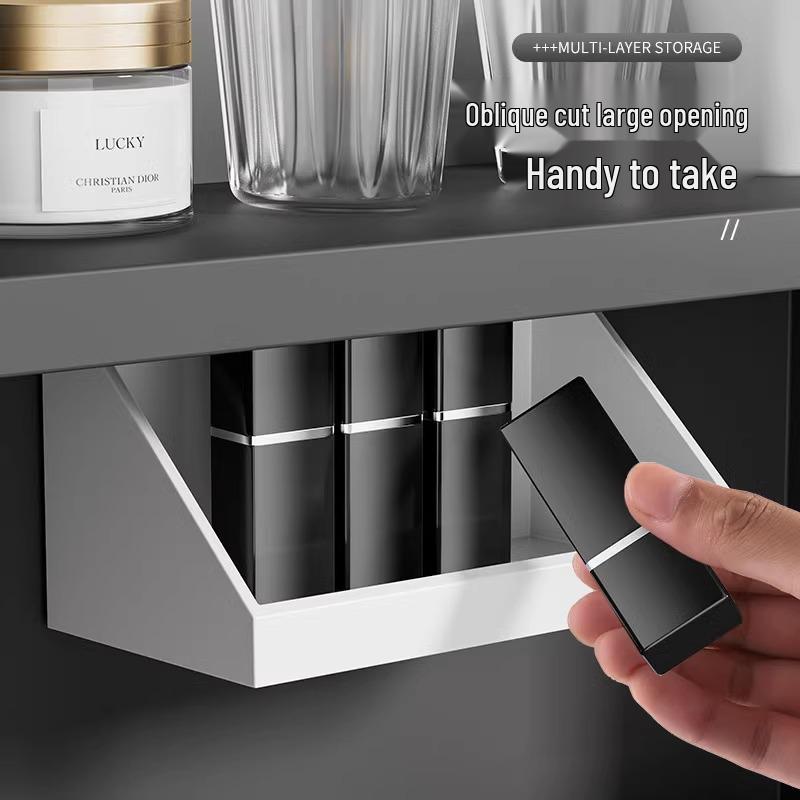 Wall-Mounted Bathroom Mirror Cabinet with Storage for Cosmetics and Lipsticks