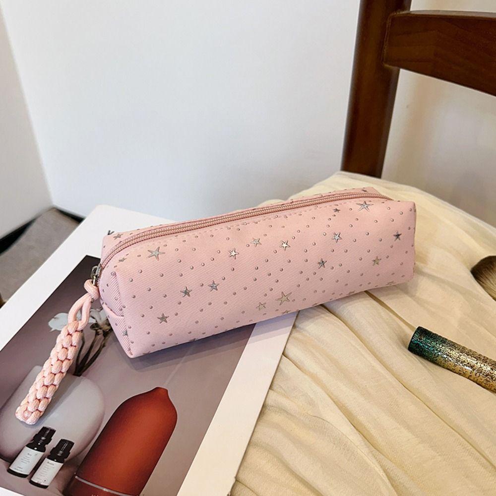 Printed Pencil Storage Bag Canvas Zipper Stationery Pouch Trendy Makeup Bag  Children