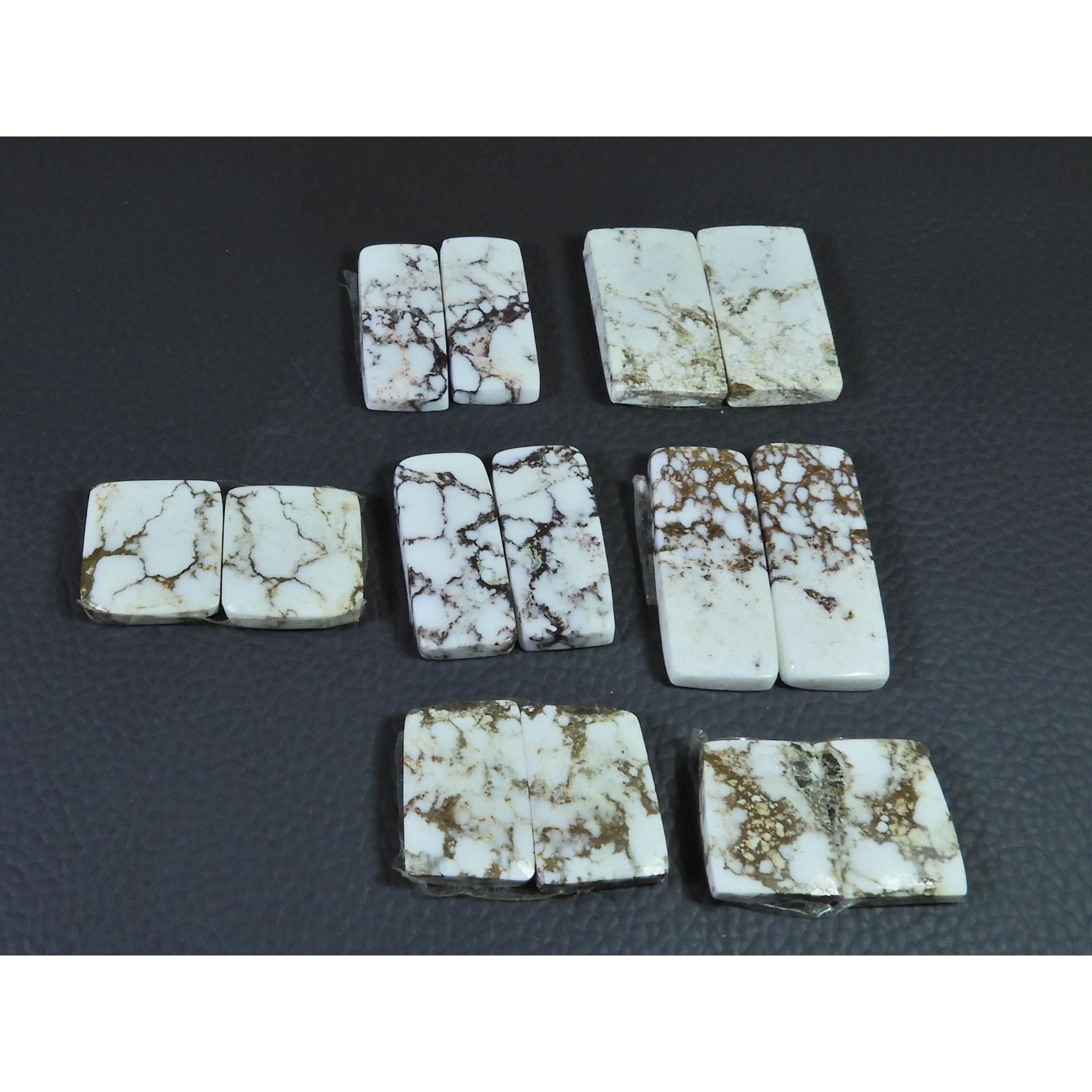 248Cts. Natural Wild horse Jasper Octagon Cabochon Loose Gemstone 7Pair Lot C-1463