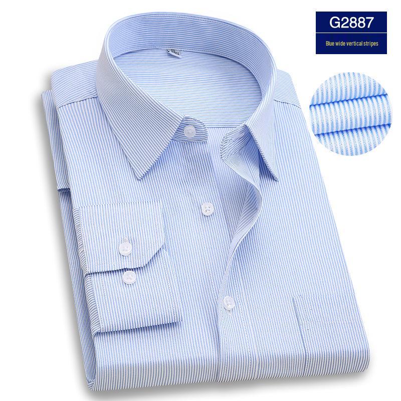 Herre Profesjonell Langermet Hvit Businessskjorte med Brodert Logo, Rynkefri.