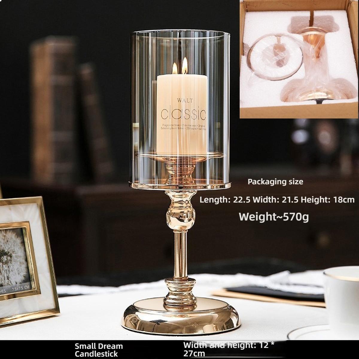 

Windproof Clear Glass Candle Holder for Table - Thick Transparent Desktop Candlestick, Outdoor Dining Table Decor
