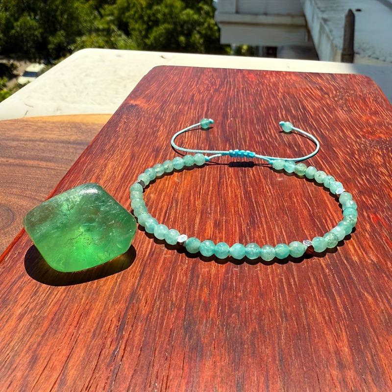 Natural Apatite Bracelet for Anxiety Relief - Green Crystal Exquisite Woven Bracelet, Green Apatite Bracelet for Women