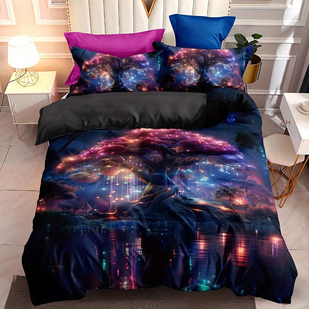 3pcs Duvet Cover Set 3D Life Tree Print All Season Bedding Set Soft Comfortable Breathable Duvet Cover for Decoration Bedroom