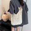 Summer Hollow Woven Shoulder Messenger Bag Women's New Seaside Vacation Beach Bag Knitted Tote Bag