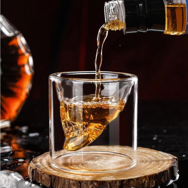 Crystal Skull Glass Cup – Double Layer Transparent Mug for Coffee, Whiskey, Wine, Beer