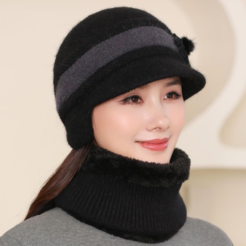 Γυναικείο Φθινοπωρινό και Χειμερινό Ζεστό και Χνουδωτό Σκουφάκι με Διακόσμηση Φιόγκο, Μοντέρνο και Ευέλικτο Πλεκτό Σκουφάκι Προστασίας Αυτιών για Μαμάδες, Γιαγιάδες